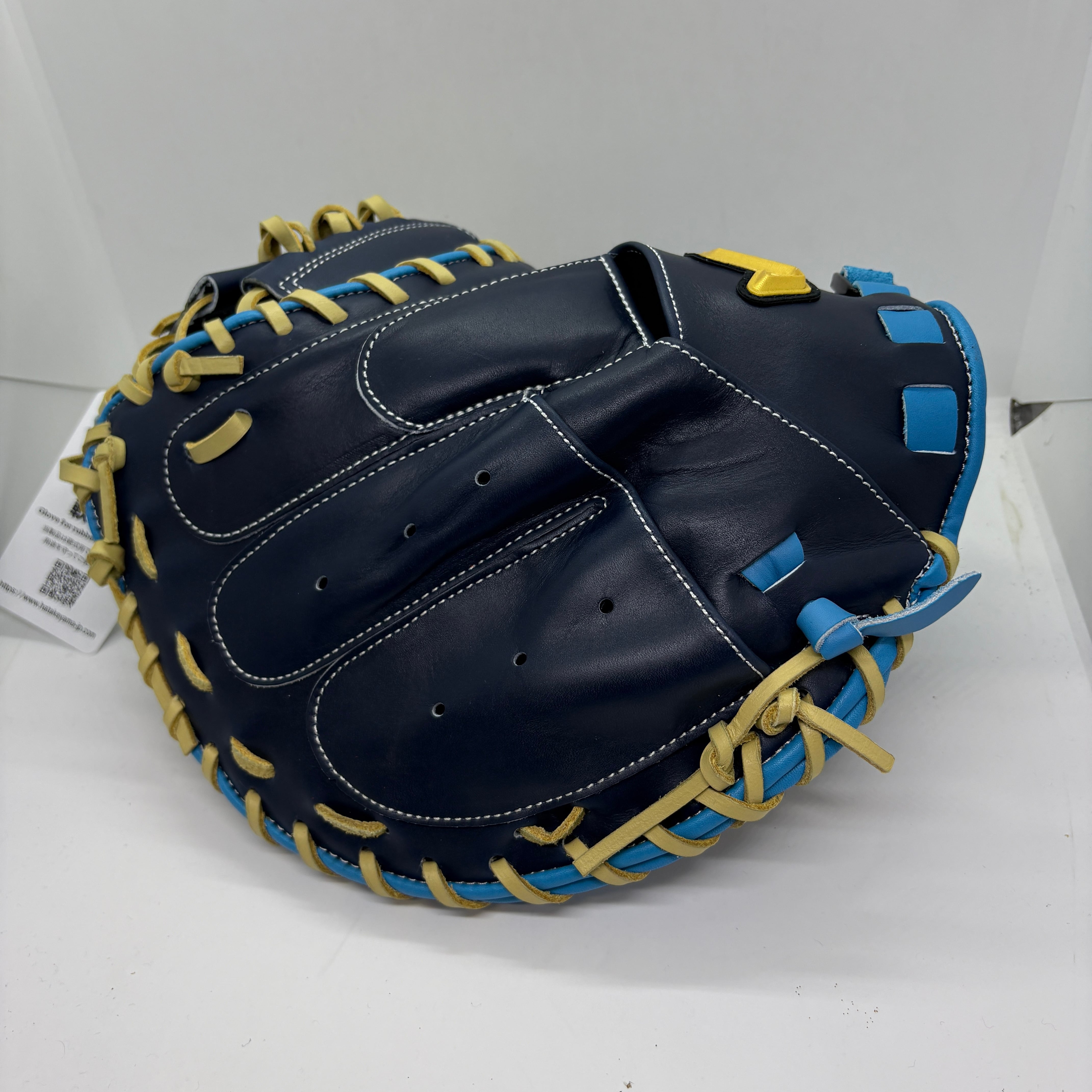 ハタケヤマ限定発売】軟式キャッチャーミット ネイビーx水色 M8型