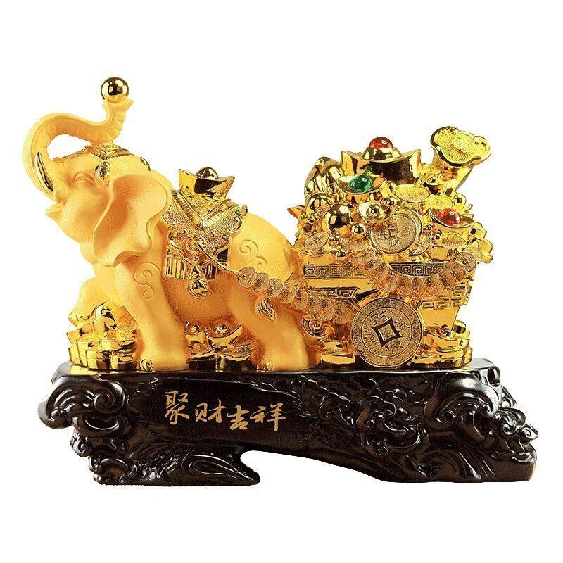 象 ゾウ 置物 オブジェ 黄金 金色 金 富 繁栄 樹脂素材 高級感 運 開運