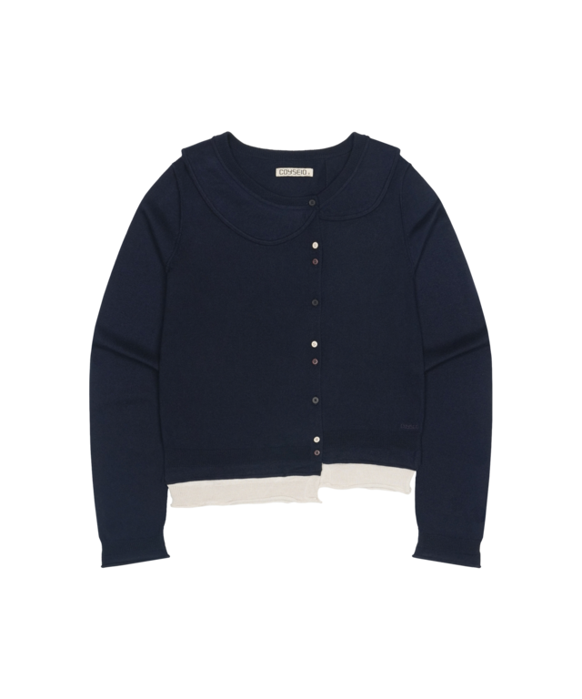 [COYSEIO] ROUND COLLAR KNIT CARDIGAN NAVY 正規品 韓国ブランド 韓国通販 韓国代行 韓国ファッション コイセイオ 日本 店舗