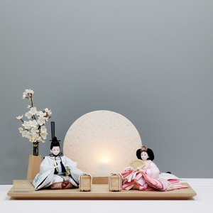 ピーカブーひな人形 ベーシックシリーズ 親王飾り 【ベビーブルー】 ひな人形|雛人形|桜|丸型照明|和モダン