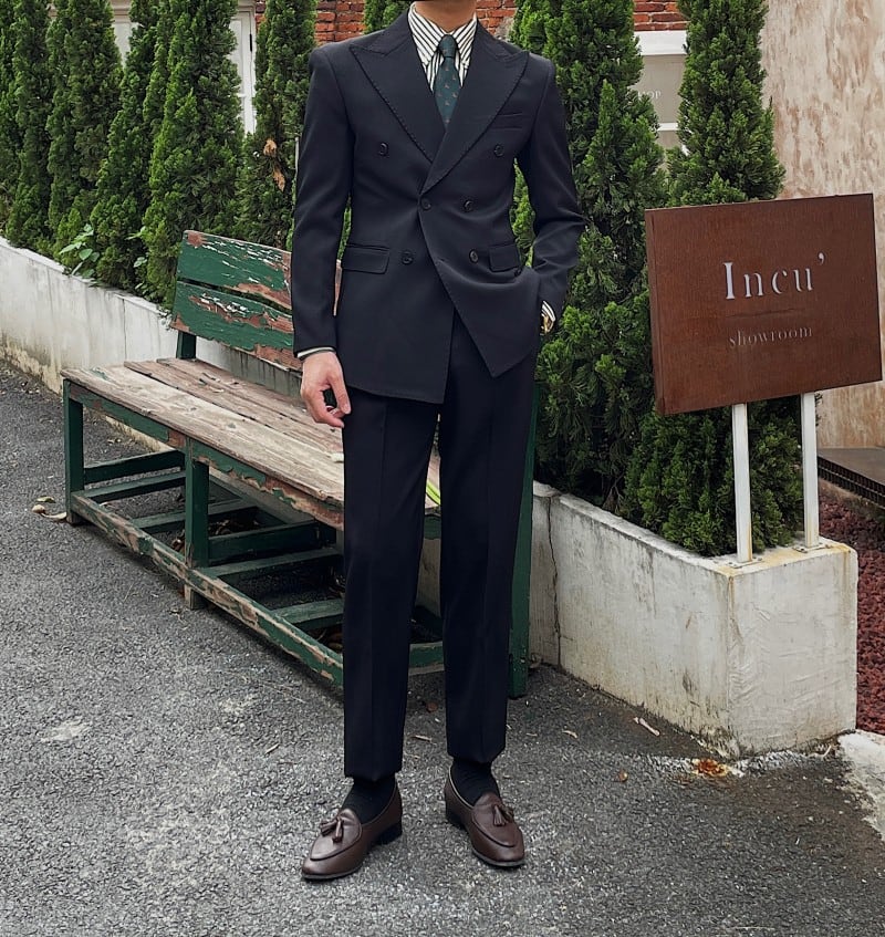 ブリティッシュピークドラペルダブルスーツ 3色展開 | Buona Vita