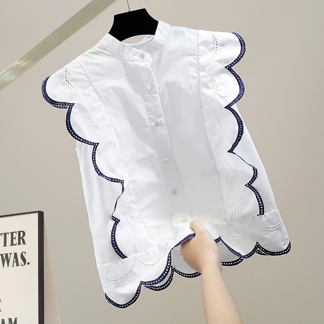 scale frill no-sleeve blouse(2color)＜t1633＞