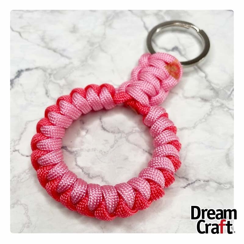 送料無料】パラコードキーリング-ピンク（ローズピンク×ピンク
