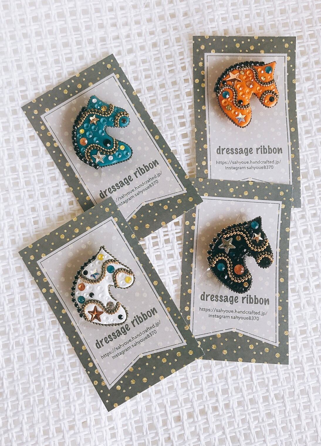 ドレッサージュホースブローチMサイズオリエンタル柄6色