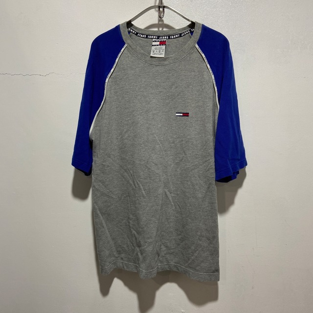 『送料無料』Tommy jeans トミージーンズ　切替ワンポイントTシャツ　XL グレー