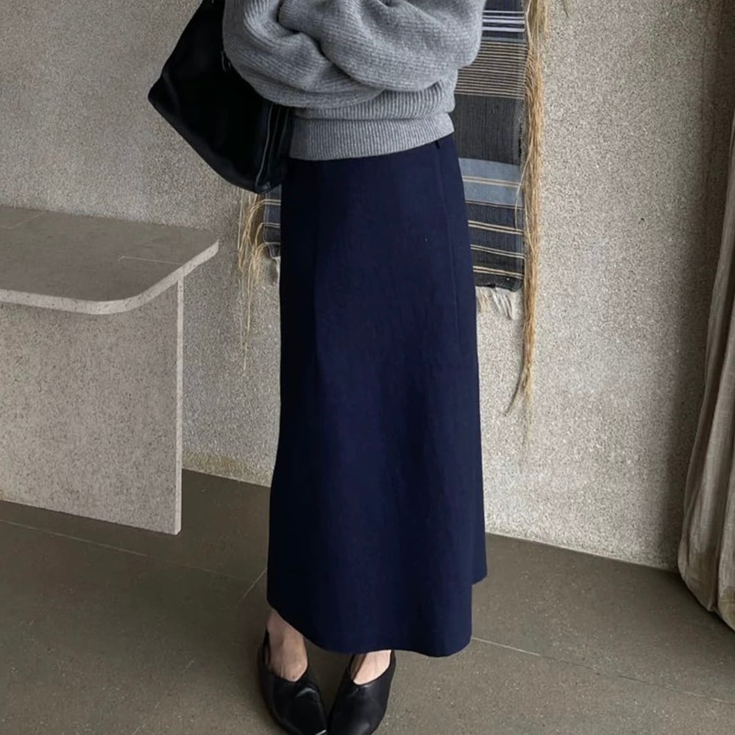 長袖 ミモレ丈 フレアスカート YH9686