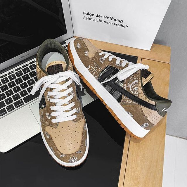 予約販売】スニーカー メンズ ペイズリー柄 チェック柄 靴