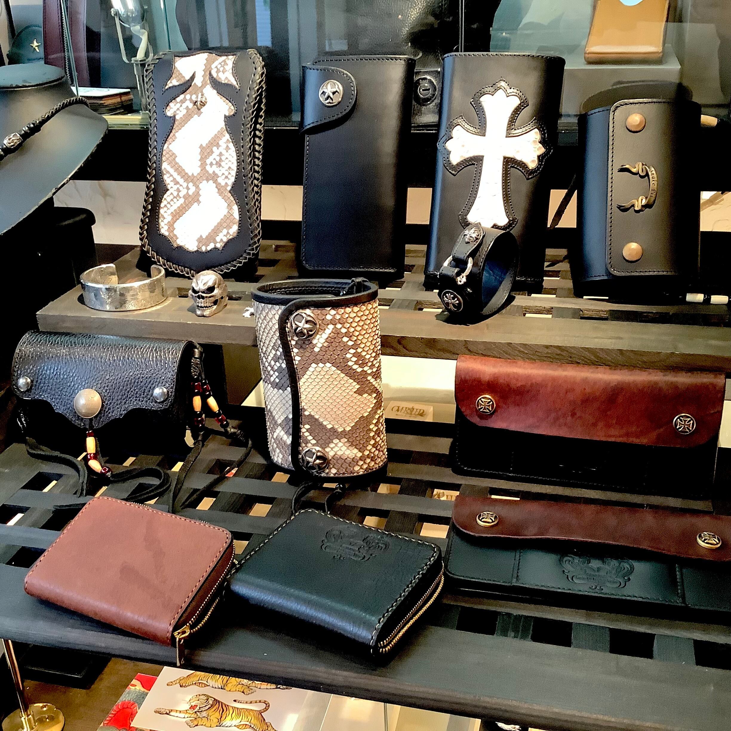 Snake Pit Leather Works Flap Wallet Python bikers スネークピット
