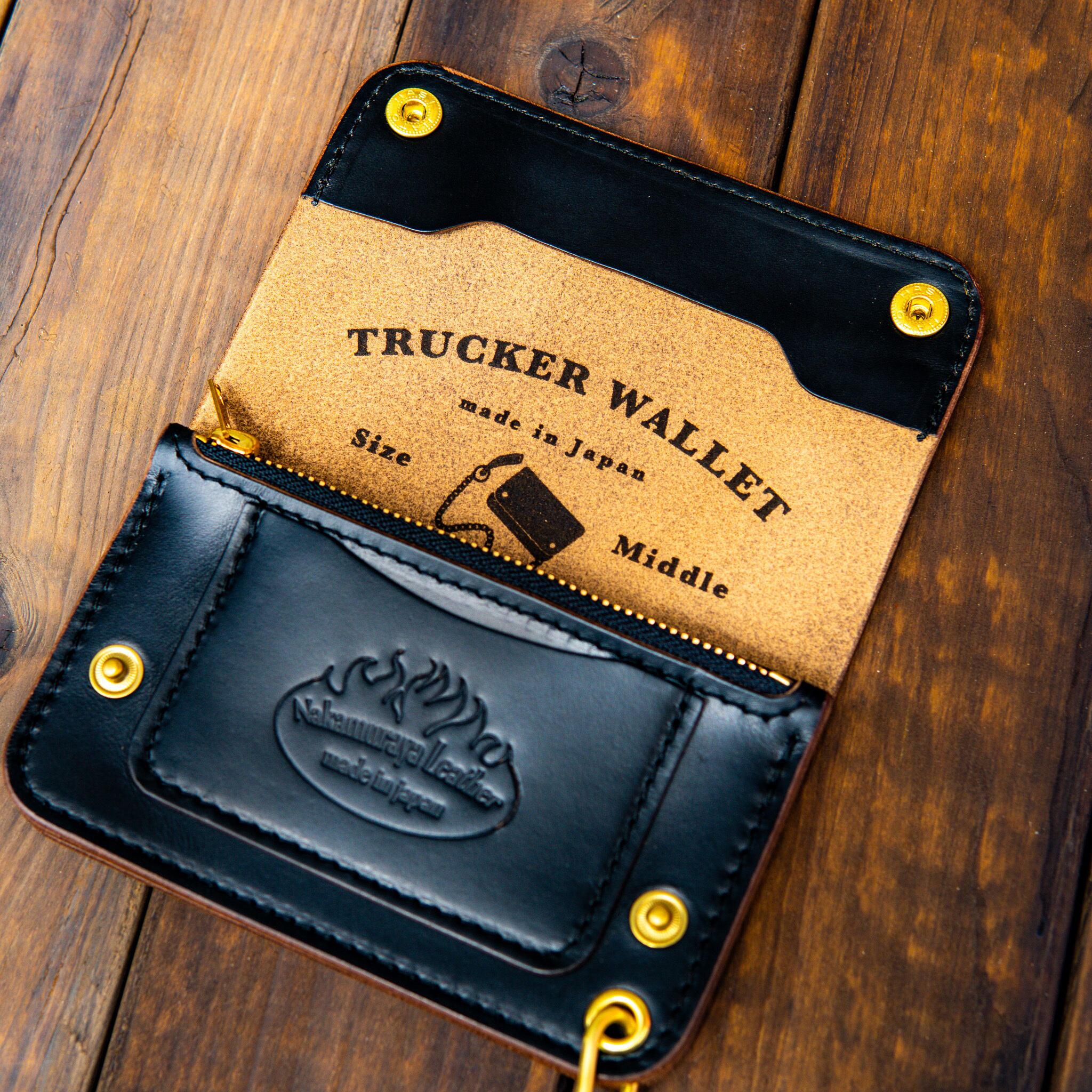 週末限定価格】ホースハイドワックスレザー型押 ミドルトラッカー  