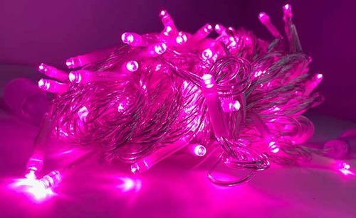 100球LED直線/透明線/ピンク 【激安LEDライト】