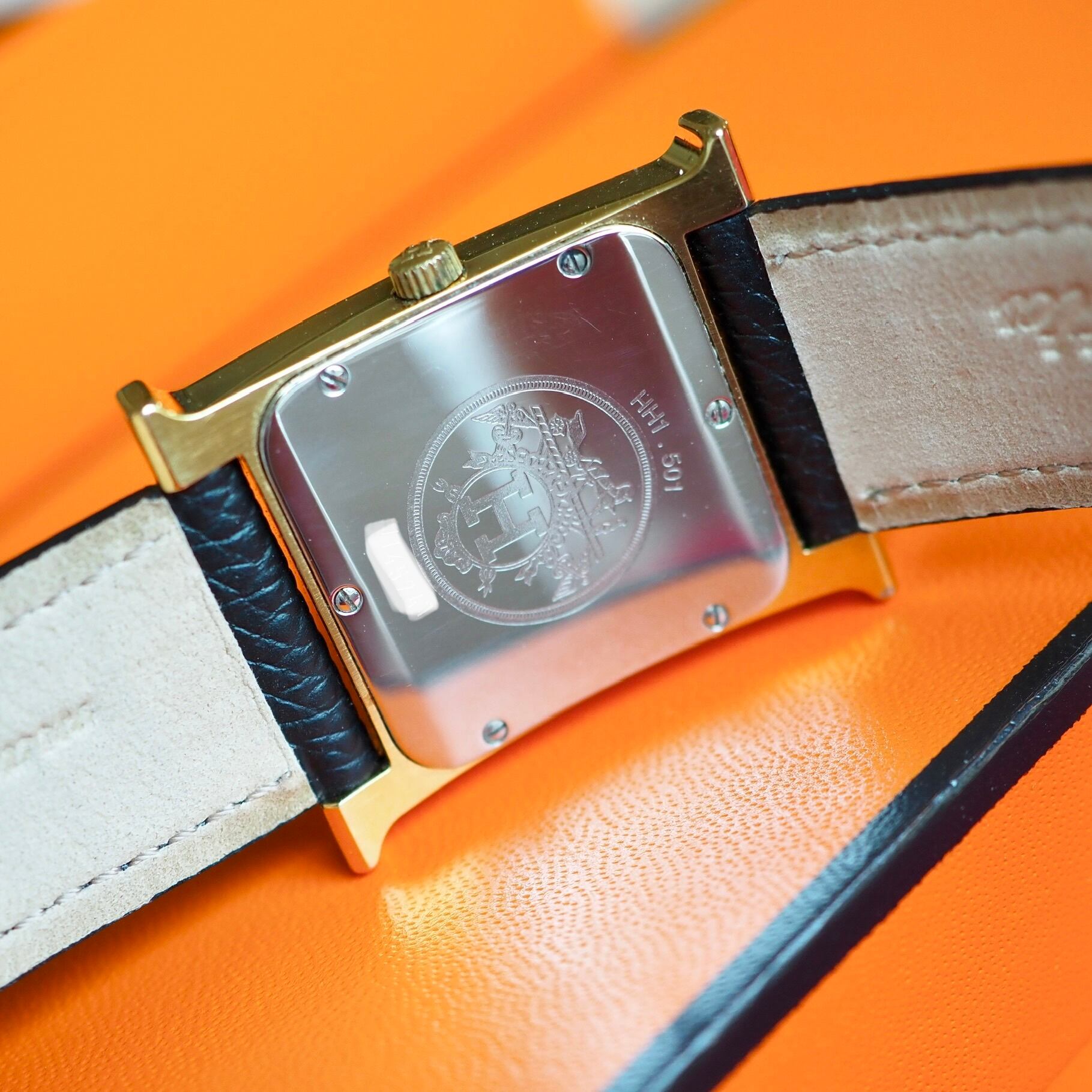 HERMES エルメス Hウォッチ ゴールド ギョーシェ文字盤 クォーツ | Plumage