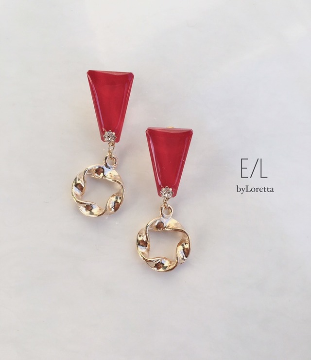 Color stick spiral hoop pierce/earring (Red)
