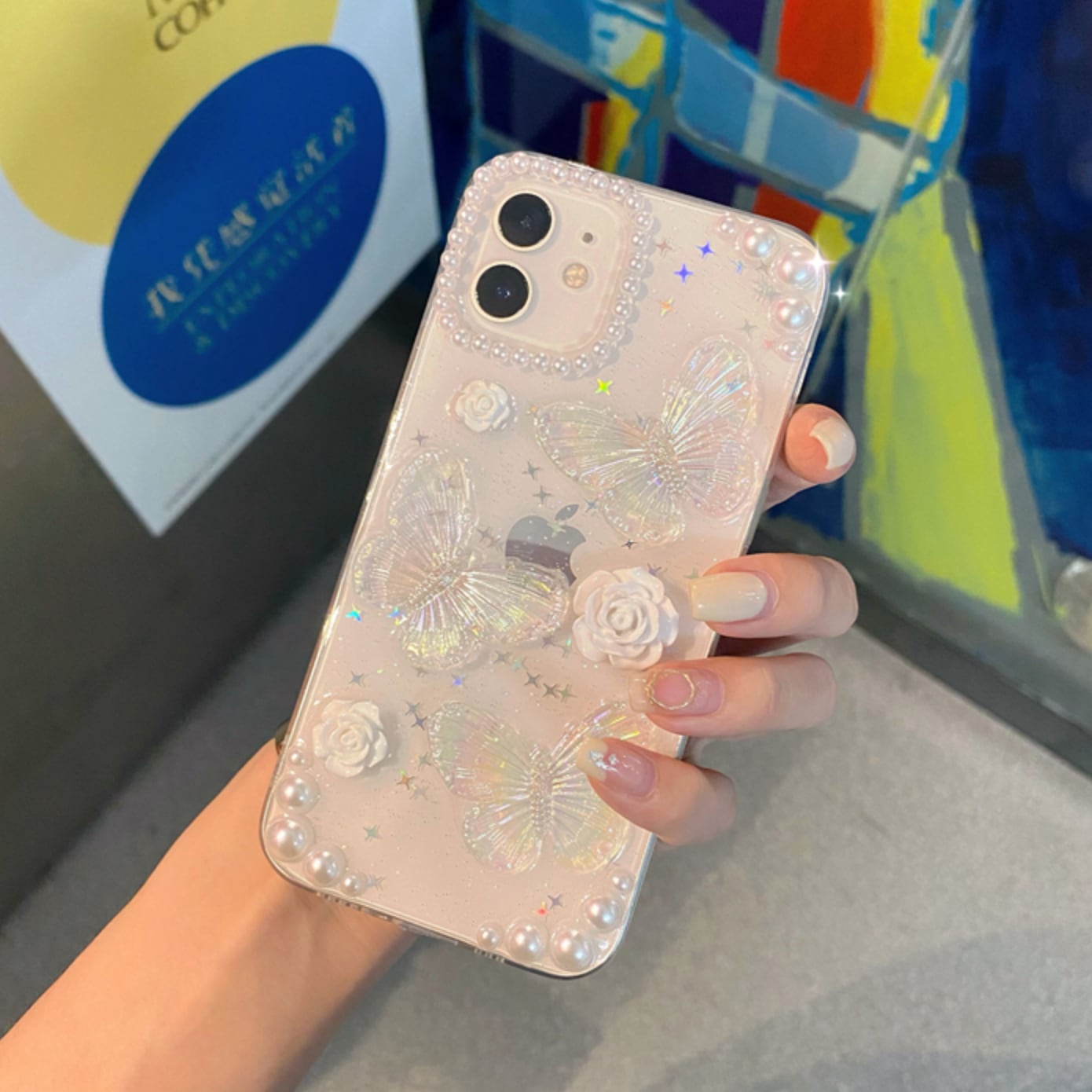 送料無料 キラキラ バタフライ Iphoneケース スマホ ケース デコ キュート ギフト クリア パール 蝶 かわいい Lamitte Deco トレンド 韓国ファッション ショップ Base店