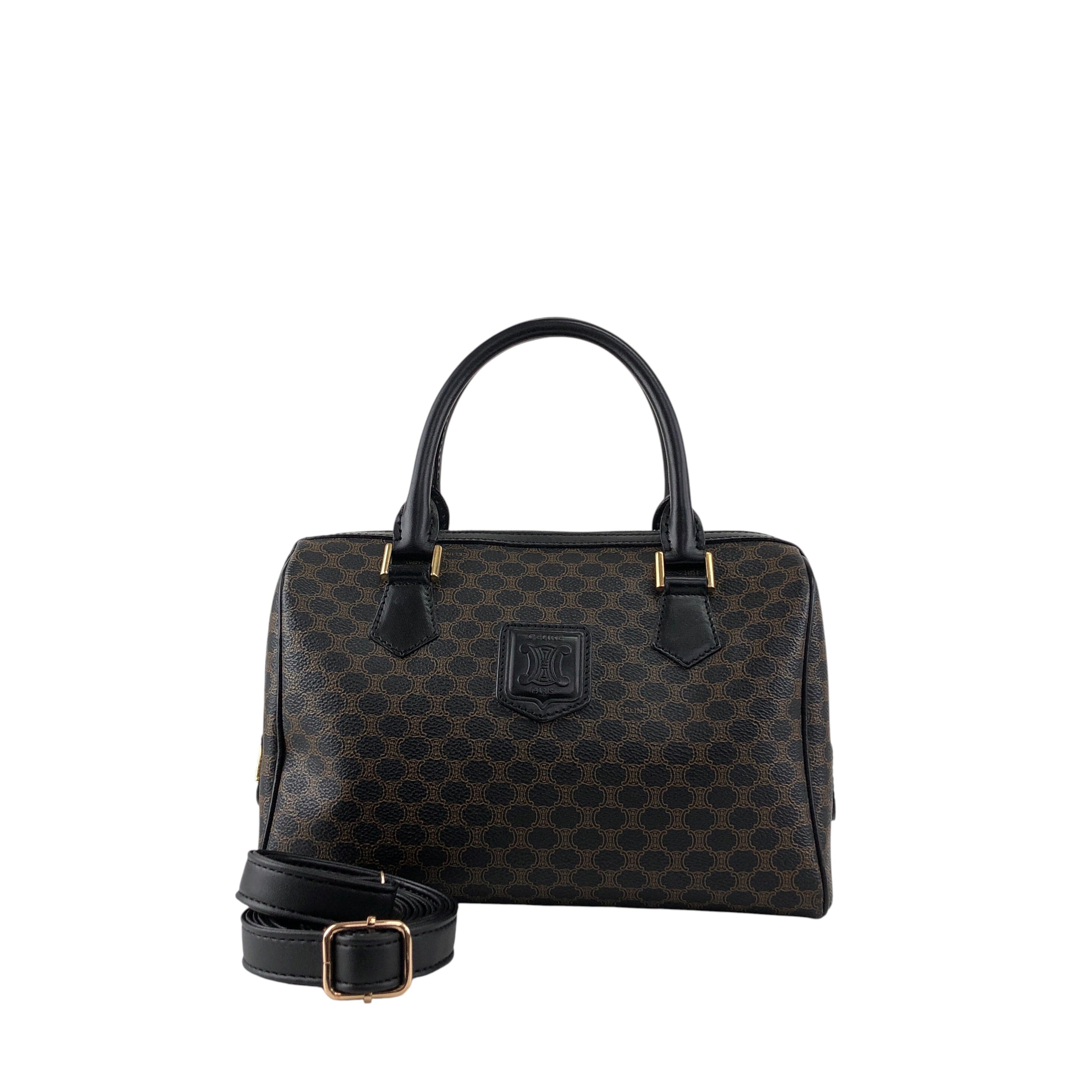 CELINE セリーヌ 黒マカダム ミニボストンバッグ 【公式通販】