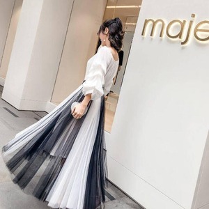 ★送料無料★フリー（F)☆シフォンロングフレア－スカ－ト [SKN9657]