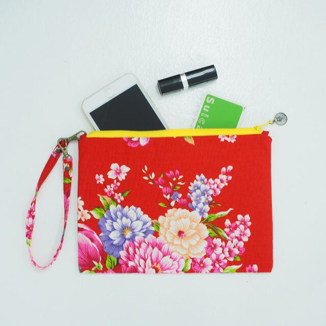 花柄ポーチ 台湾花布ポーチ 黄・赤 | Tokyo Pouch