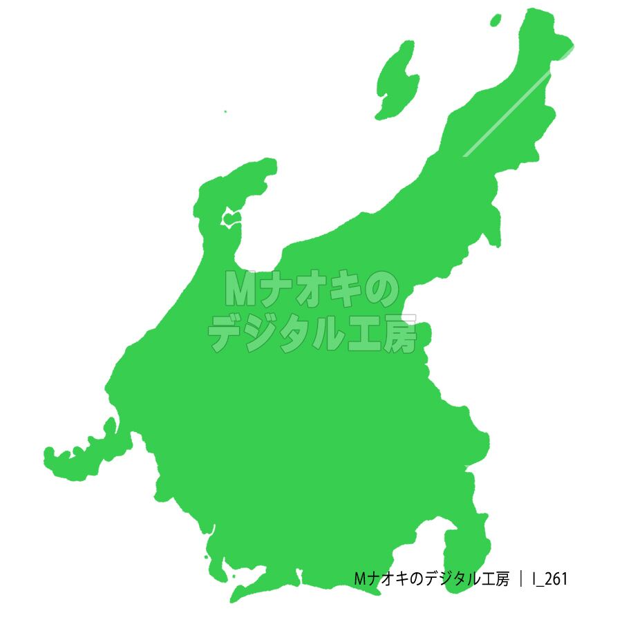 少しゆるい中部地図 フチなし 【I_261】  A slightly loose map of the Chubu region without borders