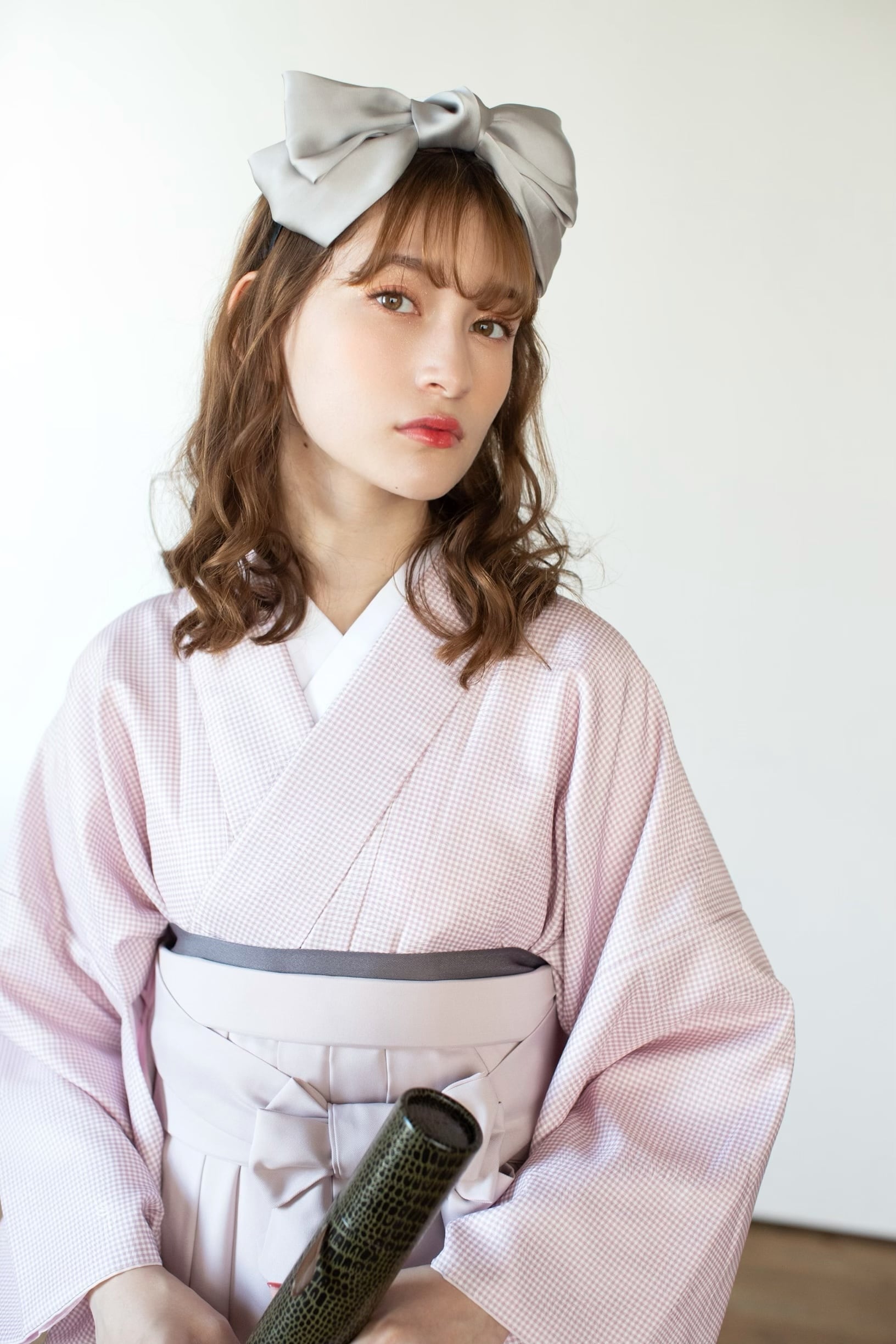 着物ジェンヌ 卒業式 袴3点セット 総レース二尺袖×チェック柄袴 袴 