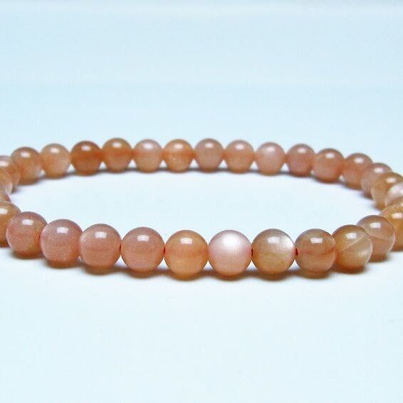 オレンジムーンストーン ブレスレット 6mm 一点物 メール便可 [M便 1/10] 111-48552