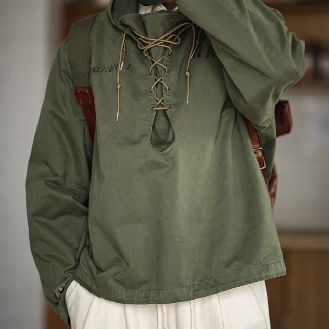 【予約販売】パーカー プルオーバー メンズ アウター ミリタリー アーミー 防寒 オーバーサイズ カーキ カジュアル 男前 こなれ感 お洒落 韓国 トレンド 秋 冬 S/M/L/XL/2XL