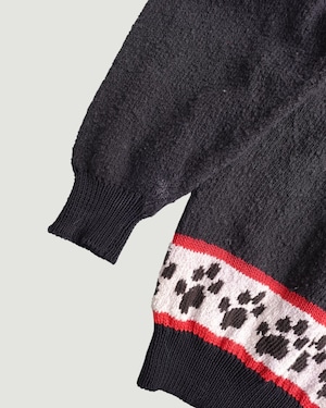 【古着】虎とライオンのニットカーディガン