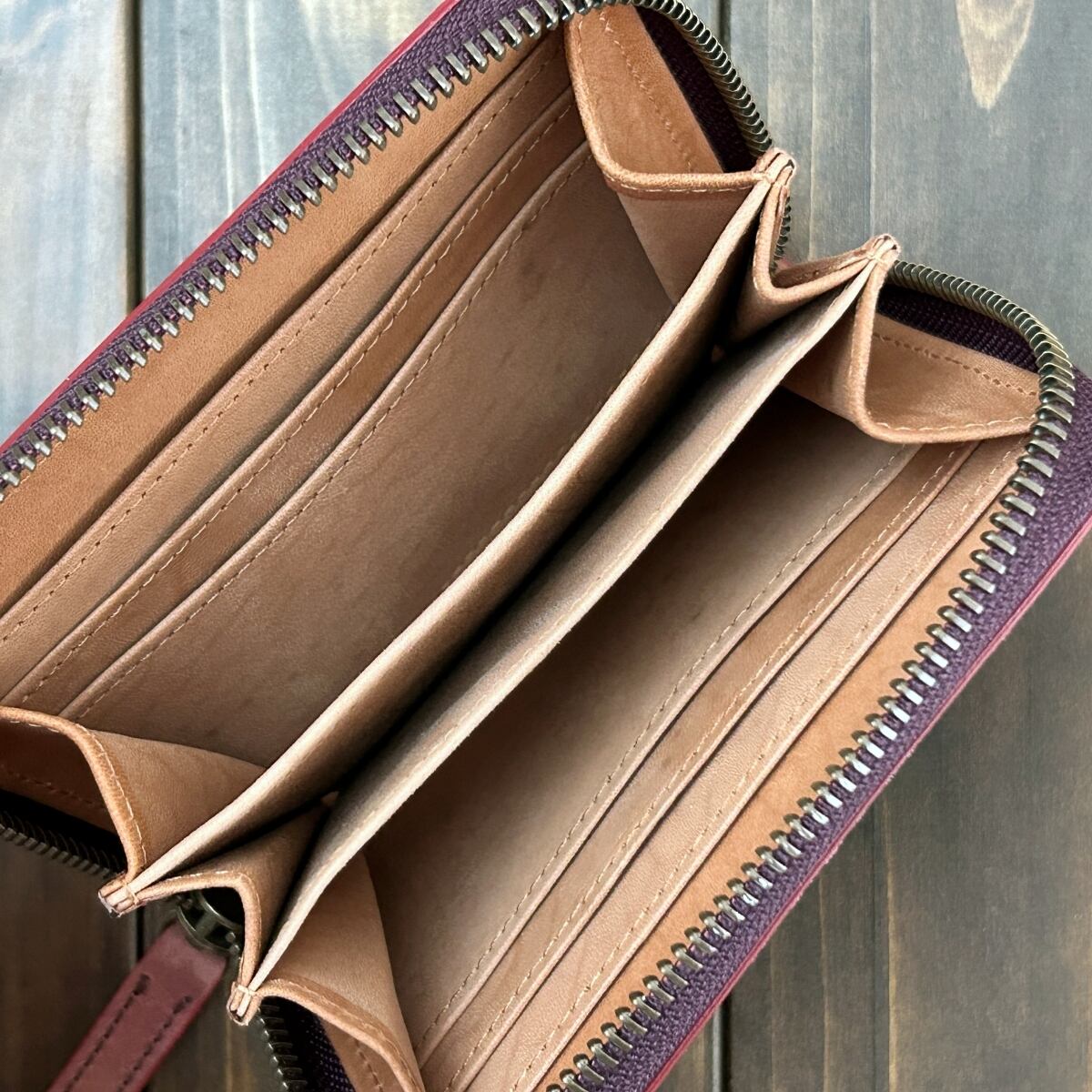 HORWEEN シェルコードバン スタンプ ミドルウォレット バーガンディ
