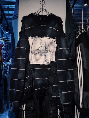 "vivid notes"Orb graphic design damage&docking knit