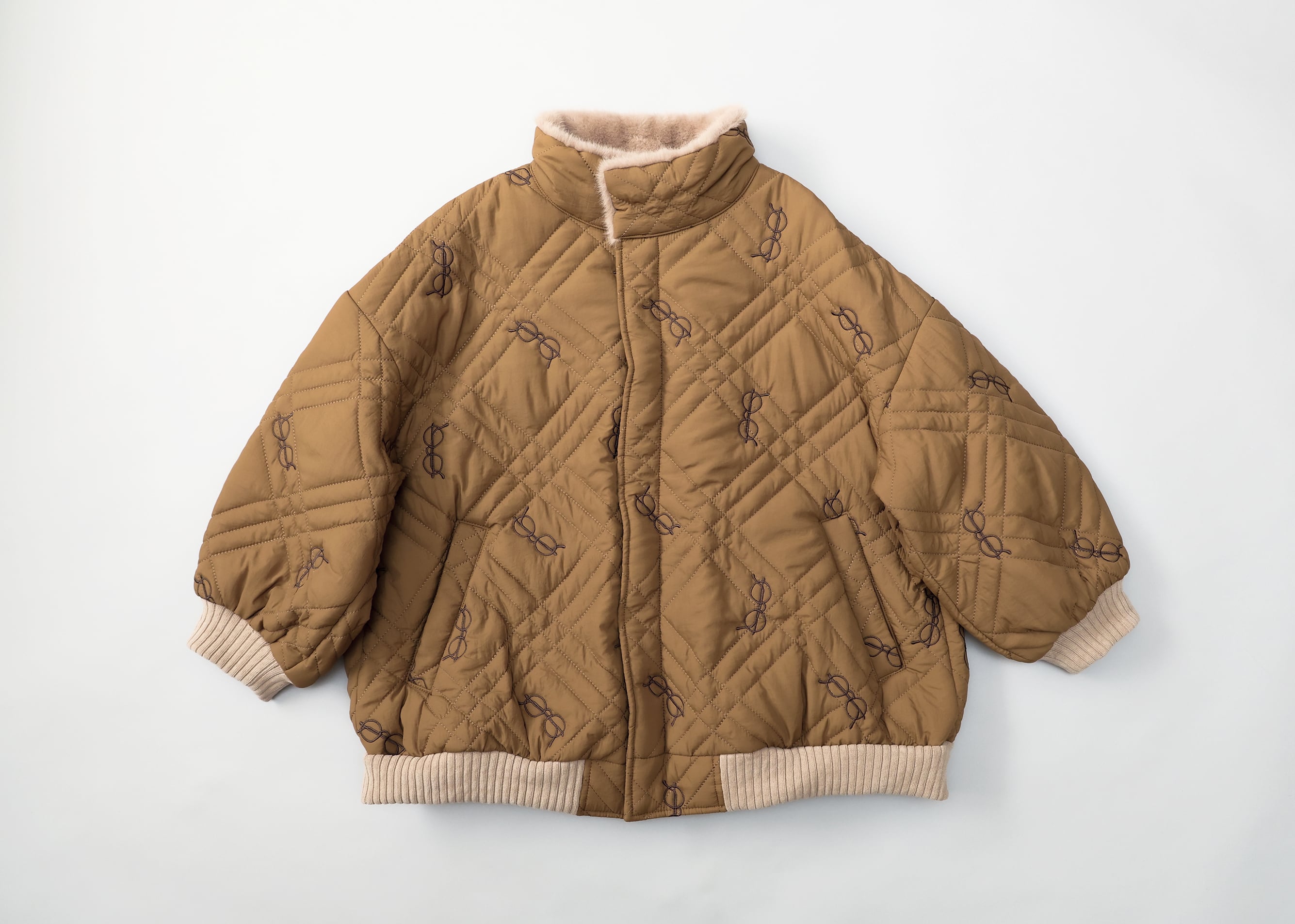 【25AW】michirico(ミチリコ)Quilting blouson カーキ(L/XL)アウター キルティング めがね