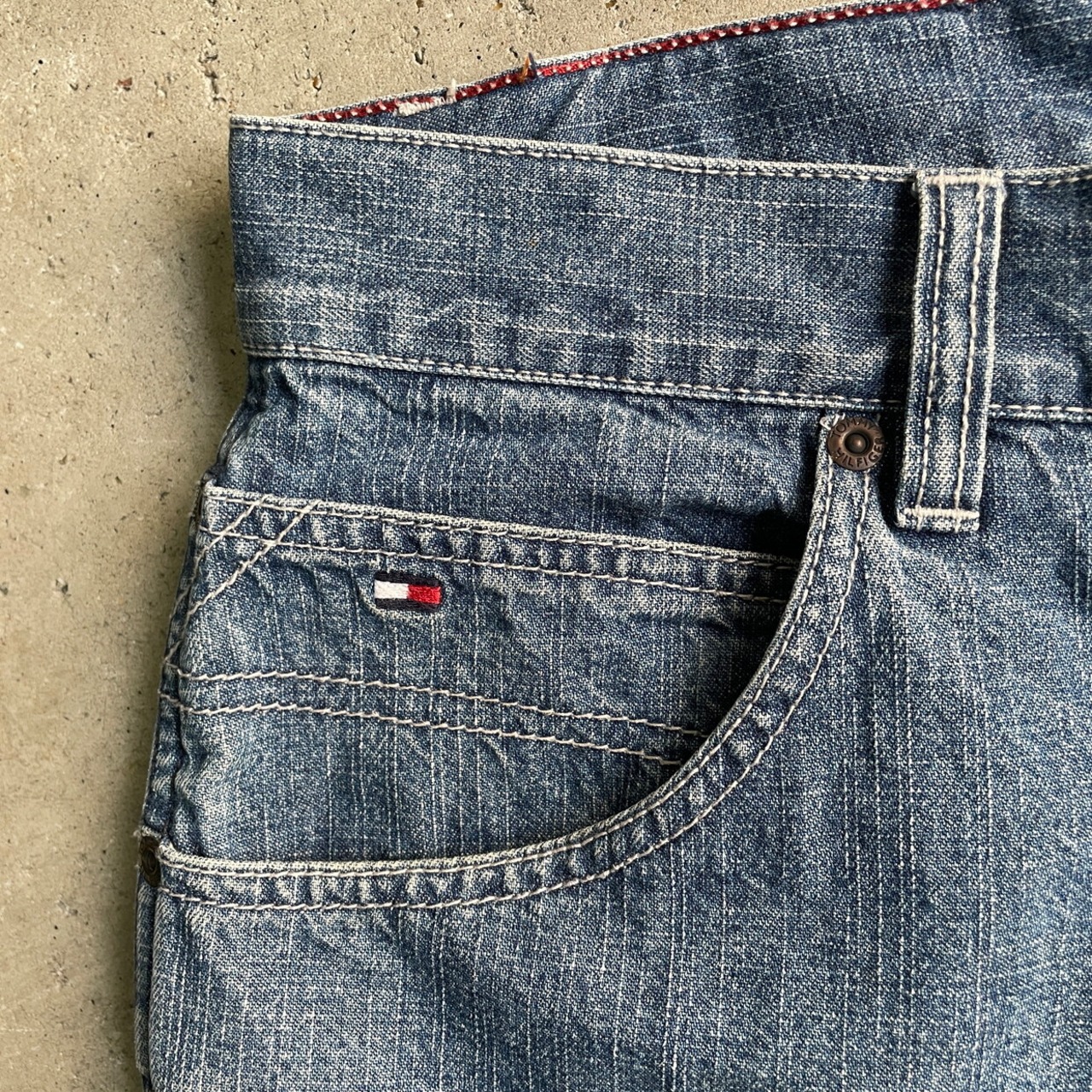 90年代 TOMMY HILFIGER トミーヒルフィガー ワイドカーゴ デニム 
