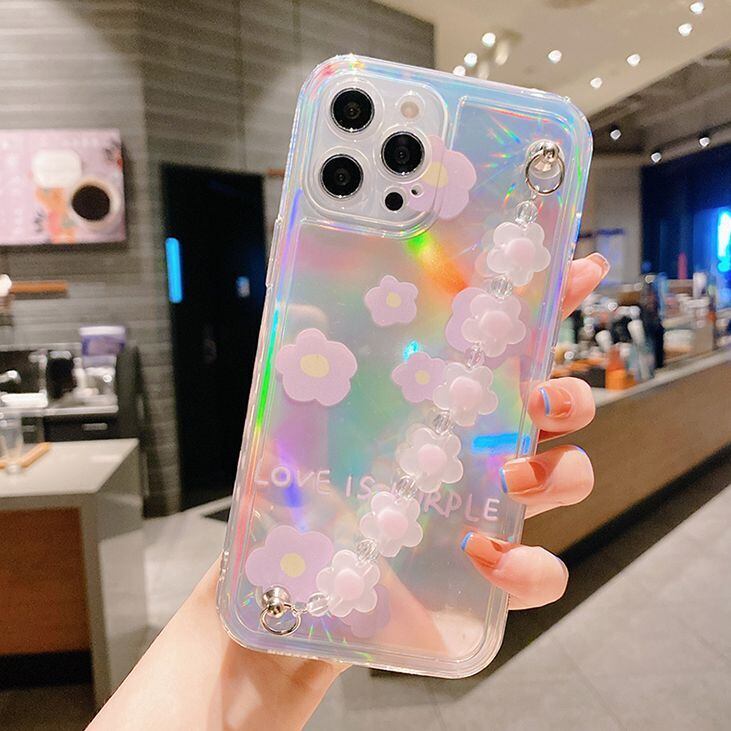 送料無料 お花チェーン Iphoneケース 2way 花柄 クリア オーロラ 落下防止 ハンドストラップ スマホカバー 可愛い Lamitte Deco トレンド 韓国ファッション ショップ Base店
