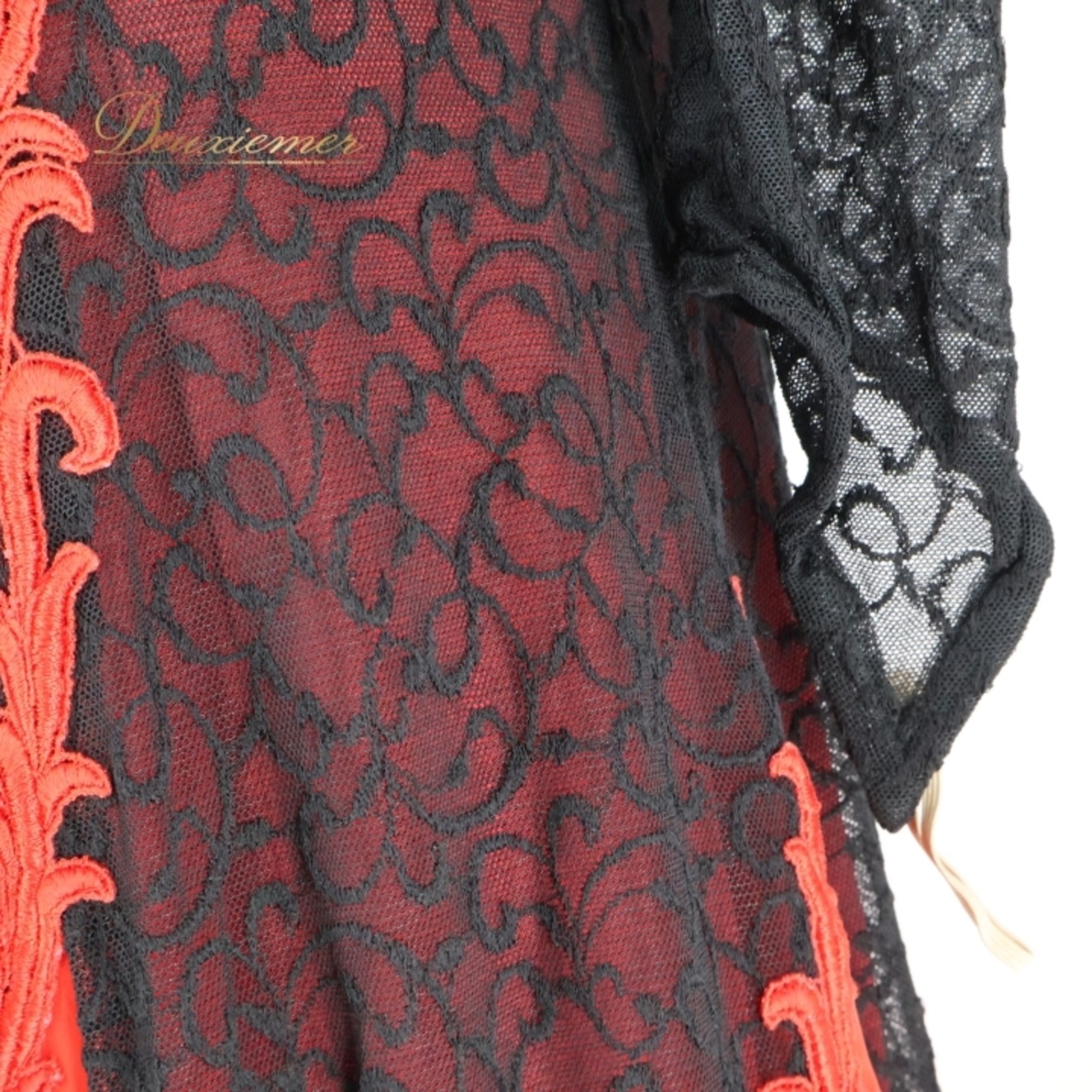 社交ダンス 衣装 セキネ SEKINE スタンダードドレス ワンピース ドレス スタンダード レール フリル 赤 黒 デモ パーティ 発表会 上品 日本製 ブラック系 レッド系 おしゃれ レース調