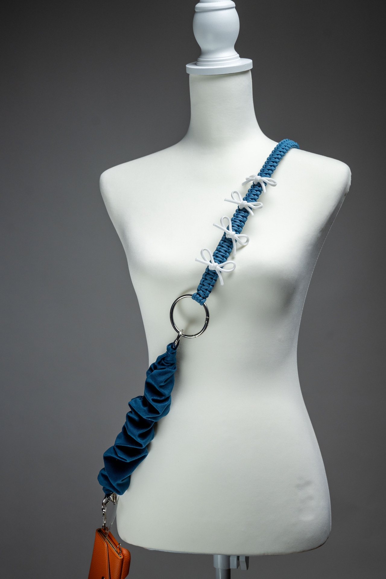 3way velour strap Navy