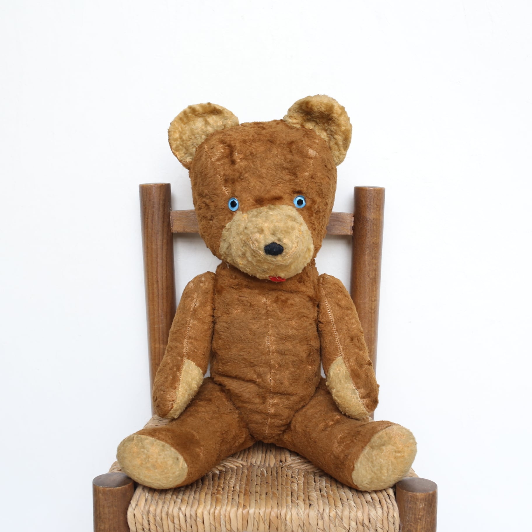 フランス アンティーク ヴィンテージ 青い目のテディベア 約50cm N-04853