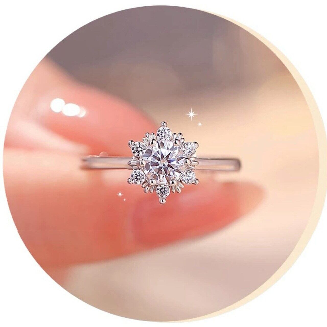 雪の結晶 シンプル モアッサナイト キラキラ 冬 0.5ct ゴージャス