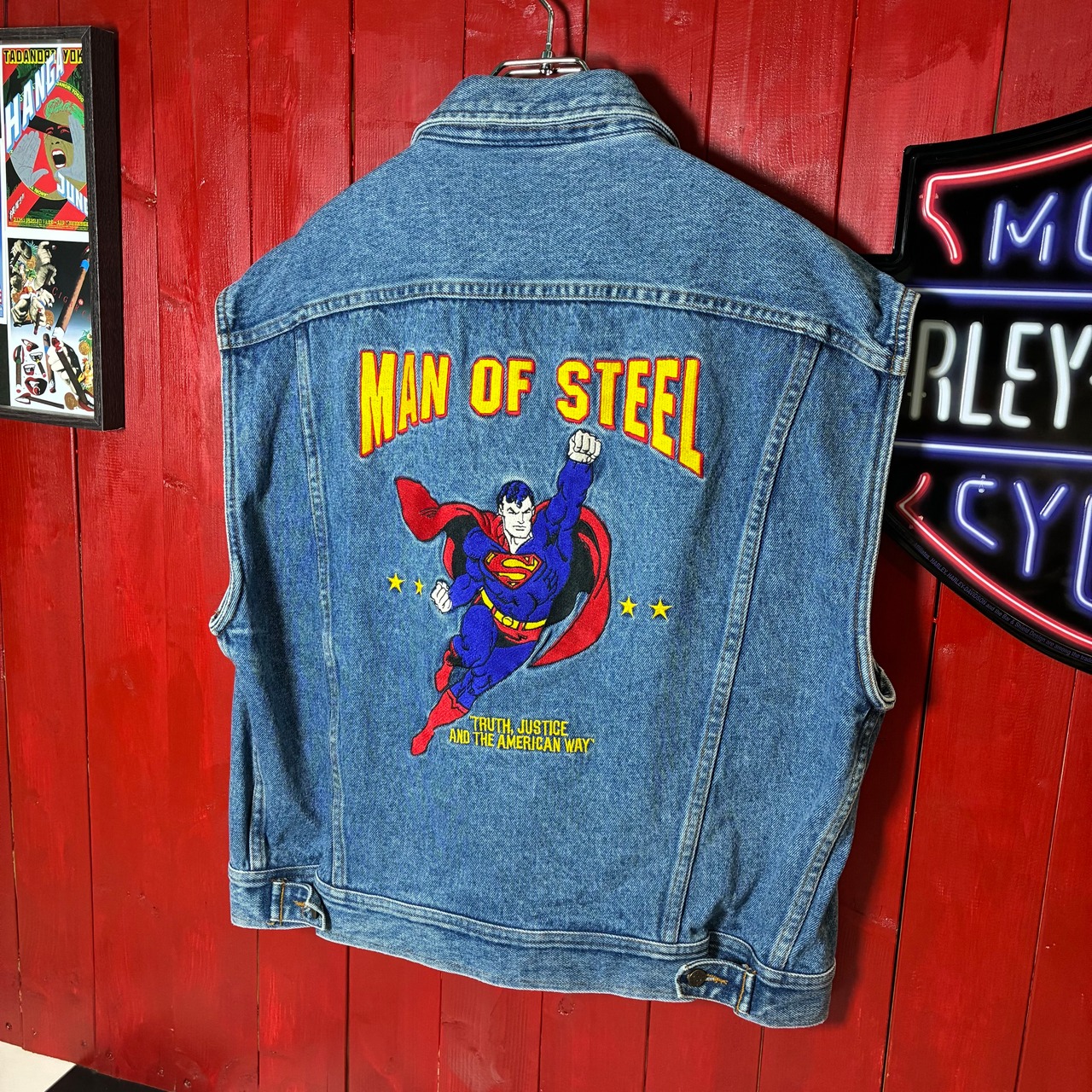 DC コミックス スーパーマン 刺繍 デニムベスト