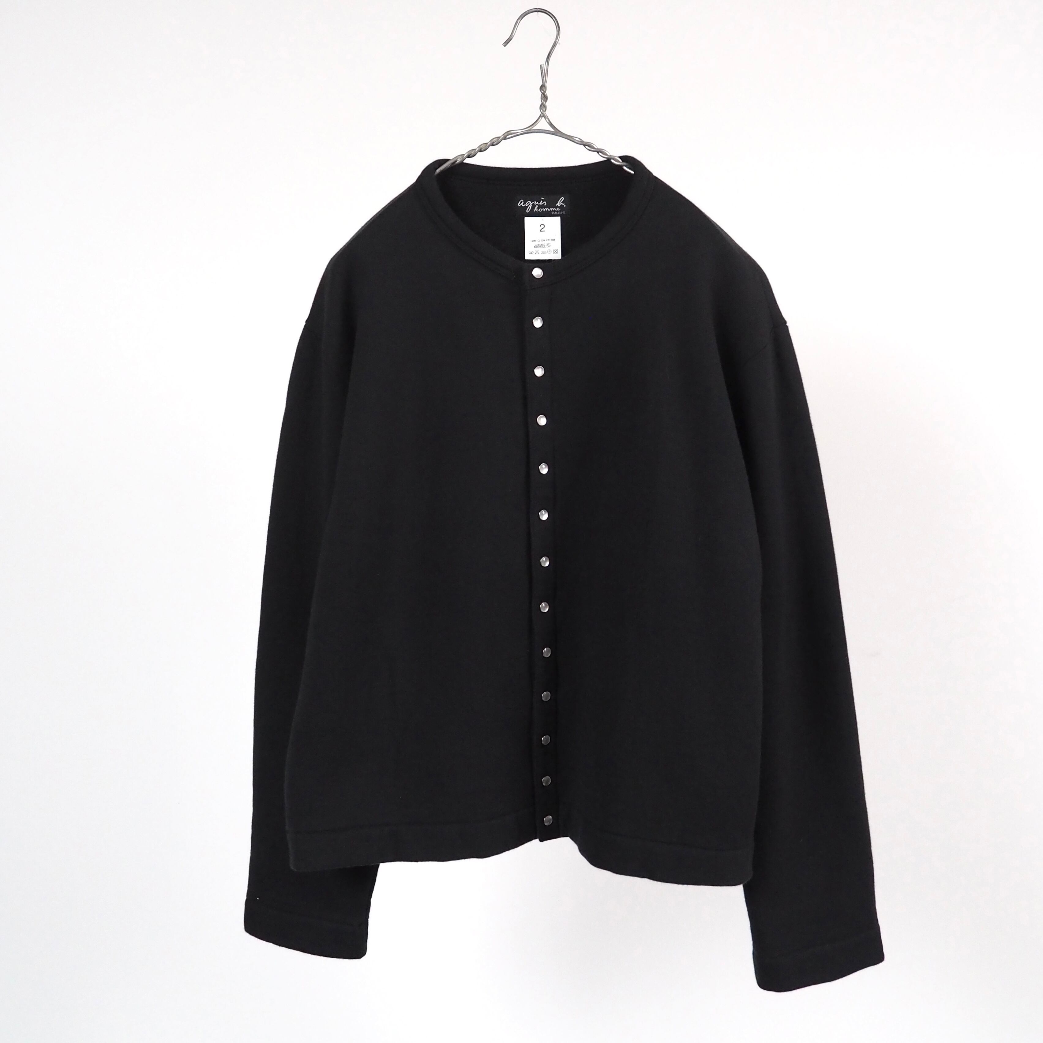 agnes b.homme sweat cardigan black size:2 /アニエスベー オム カーディガンプレッション ブラック