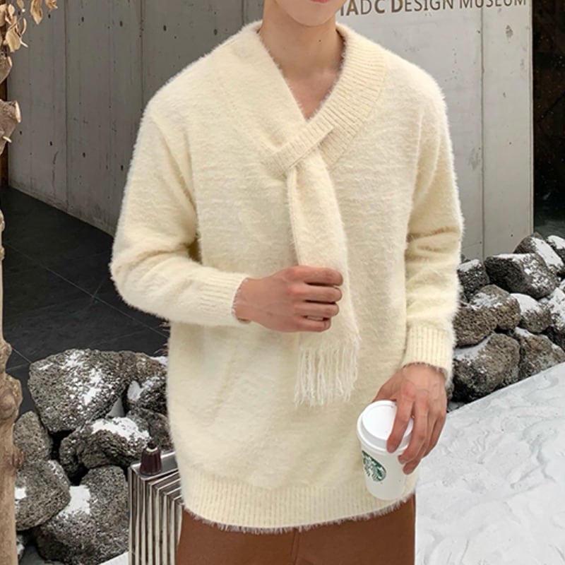 ボウタイ風プルオーバーニット C10084