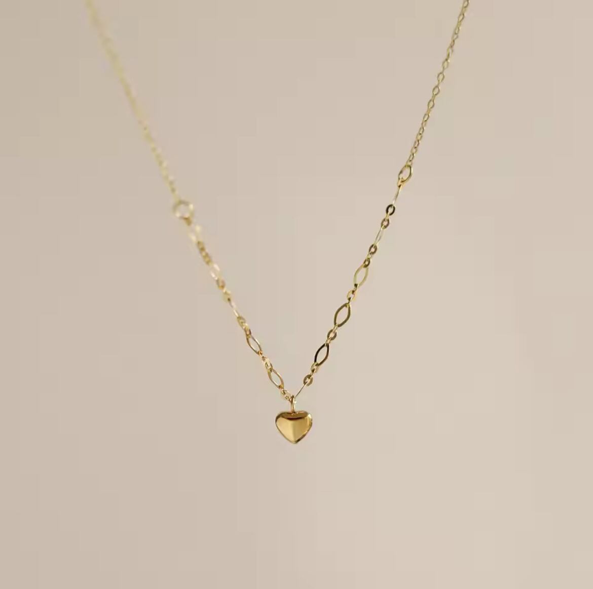 金アレ対応 ハートチャームチェーンネックレス(0735)