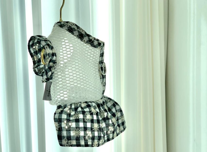 【SALE】  bibi onepiece harness XS ~ XL 3color  /  犬服 春夏 新作 可愛い 犬の服 ドッグウェア ハーネス お出かけ ワンピース お揃い ha4