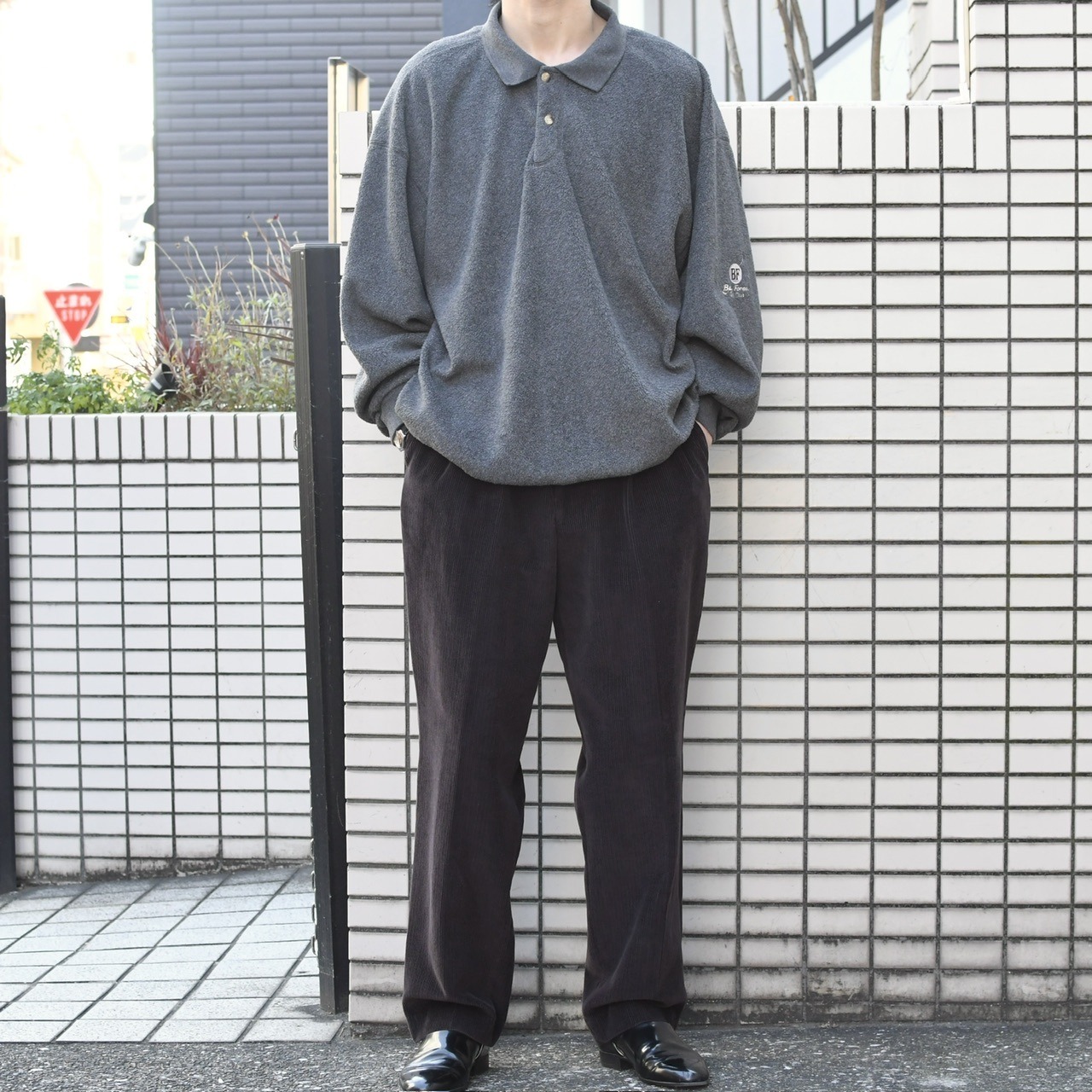 arm embroidery fleece polo sweat