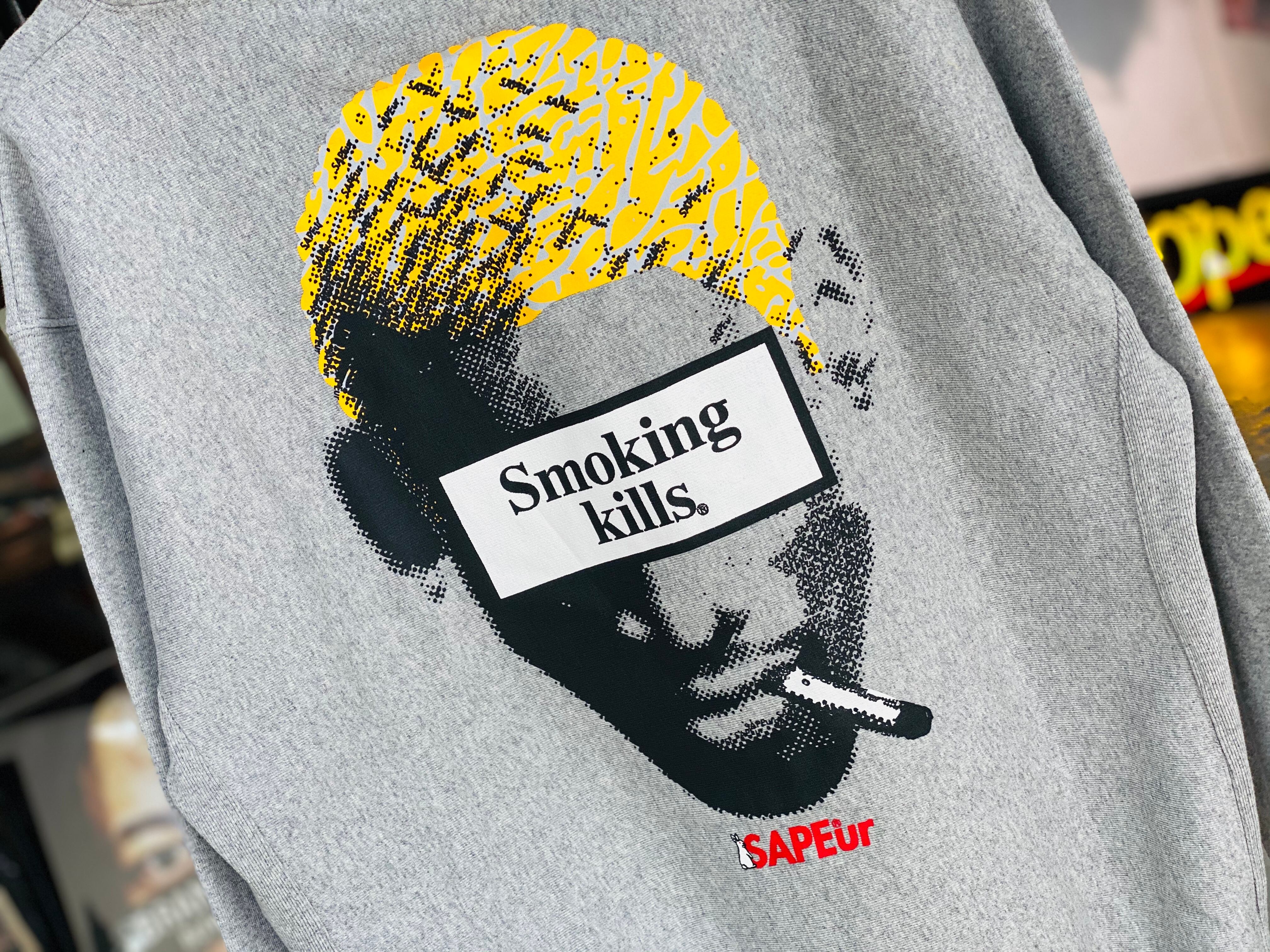 SAPEur × FR2 SMOKING KILLS HEAD HOODIE GREY LARGE 100JJ9986 