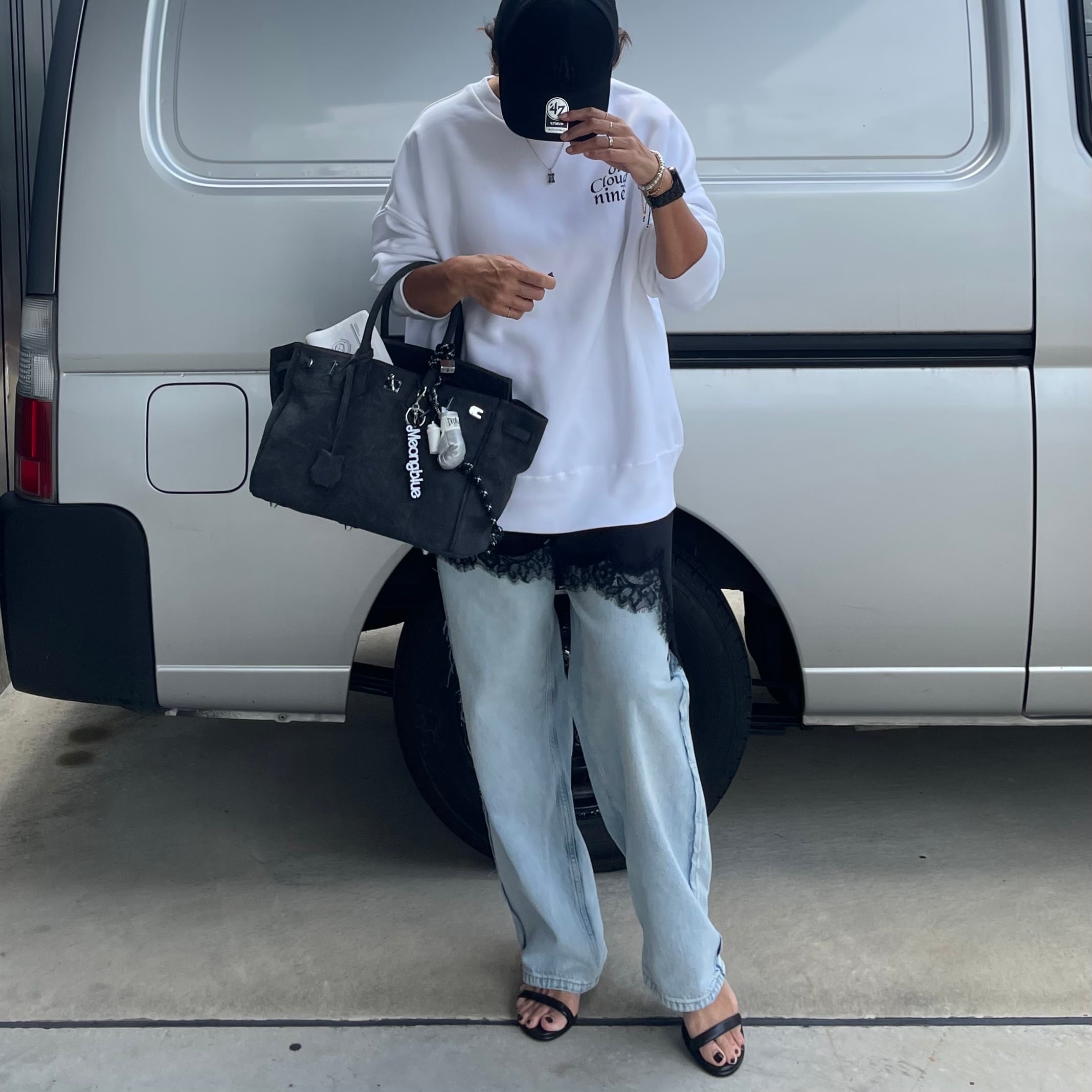 KANAGU Army BAG / Vintage Black / Fitness & logo charm | meong blue