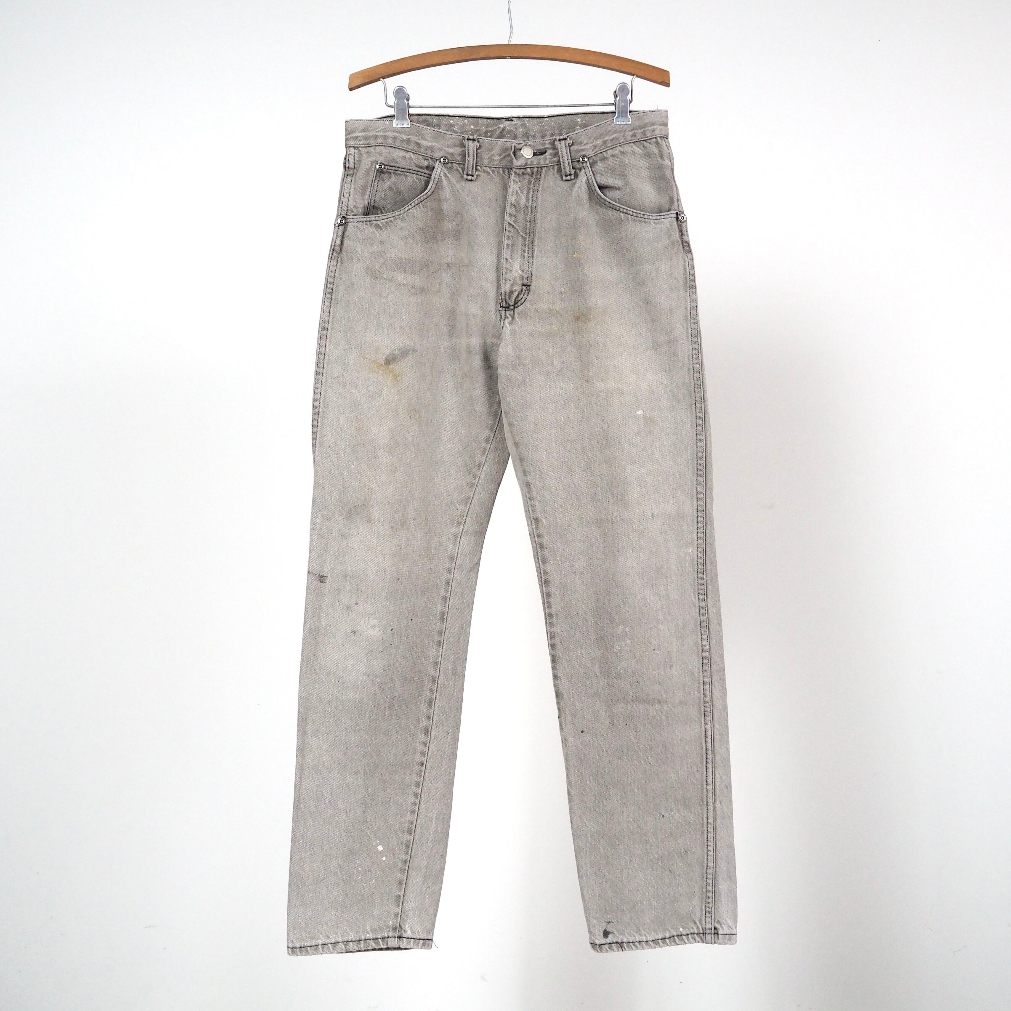80’s Wrangler gray denim pants w32 USA製 ラングラー グレーデニム ペンキ