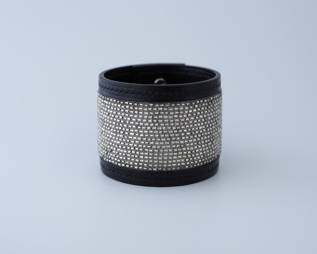 Beaded Cuff ビーディッドカフ L｜ブラック×シルバー