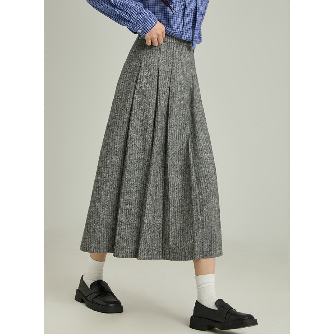 ピンストライプタックスカート a0396