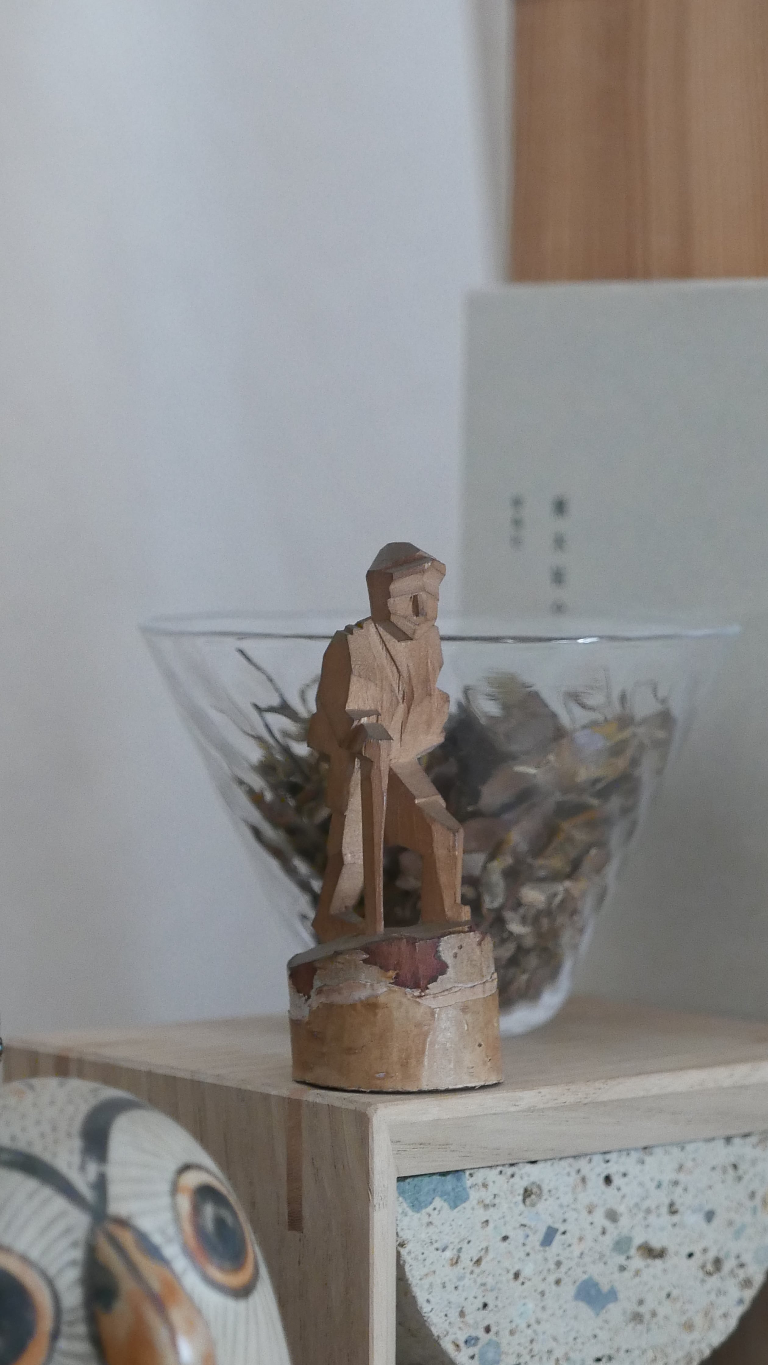 昭和初期 信州 農民美術 在銘 作家物 登山人形 ハイカー 白樺 木片