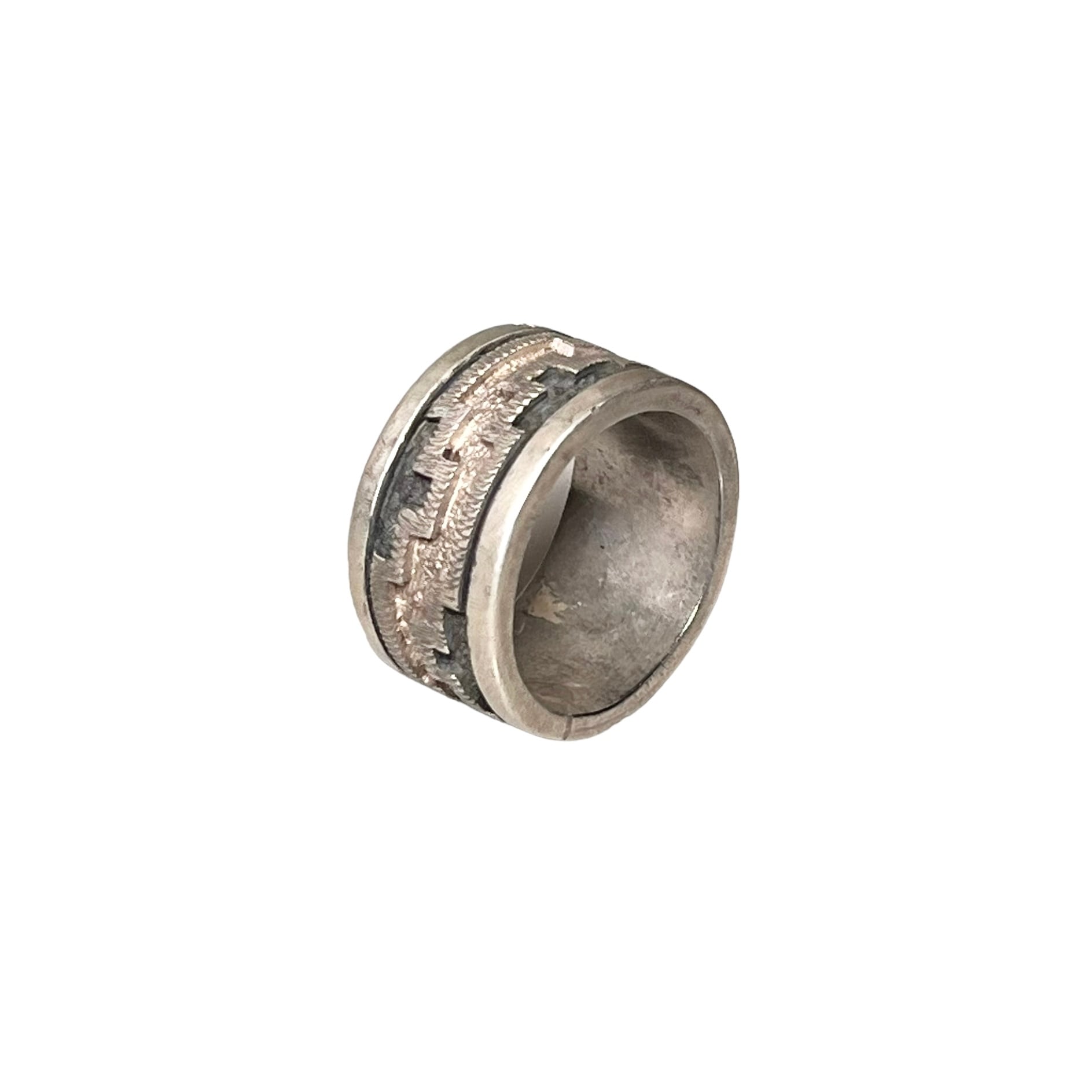 Dan Jackson silver rag overlay ring | NOIR ONLINE