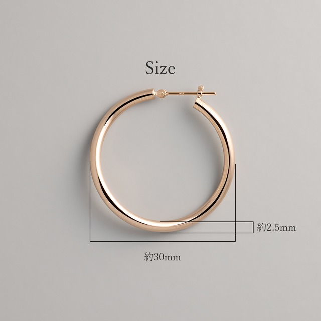 K18ピンクゴールド 直径30mm ウェーブフープピアス【MKM0040P1】