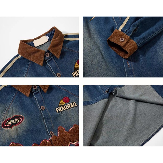 logo patch denim shirt　ロゴワッペンデニムシャツ　J1698