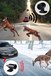 YFFSFDC 車用鹿よけ警笛 鹿アラート 超音波デイアワーニング 鹿に対する警告 鹿の衝突を避ける ブラック 車のための 鹿センサー オートバイク自動車トラックにも適用 4個